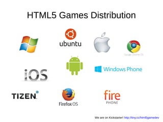 HTML5 Games Distribution
We are on Kickstarter! http://tiny.cc/html5gamedev
 