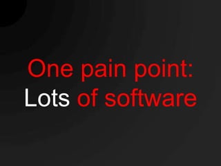 One pain point:
Lots of software
 