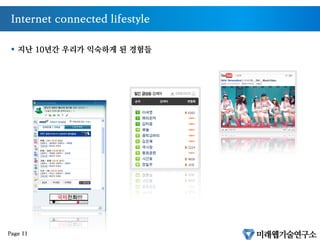 Internet connected lifestyle
§  지난 10년간 우리가 익숙하게 된 경험들
Page 11
 