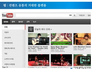 웹 : 컨텐츠 유통의 거대한 플랫폼
Page 15
 
