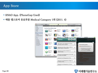 App Store 등록
§  Converting WebApps to Native Apps
§  PhoneGap
§  Titanium
§  Appspresso
Page 67
 