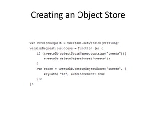 Creating an Object Store
 