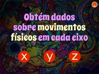 Obtém dados 
sobre movimentos 
físicos em cada eixo 
x y z 
 