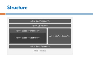 Html5 structure & semantic | PPTX | Web Design and HTML | Internet