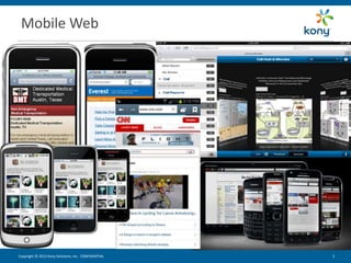 Mobile Web




Copyright © 2012 Kony Solutions, Inc. CONFIDENTIAL   5   5
 