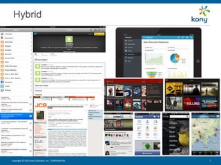 Hybrid




Copyright © 2012 Kony Solutions, Inc. CONFIDENTIAL   7   7
 