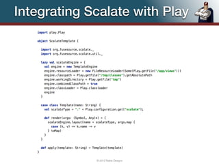 Integrating Scalate with Play




             © 2012 Raible Designs   39
 
