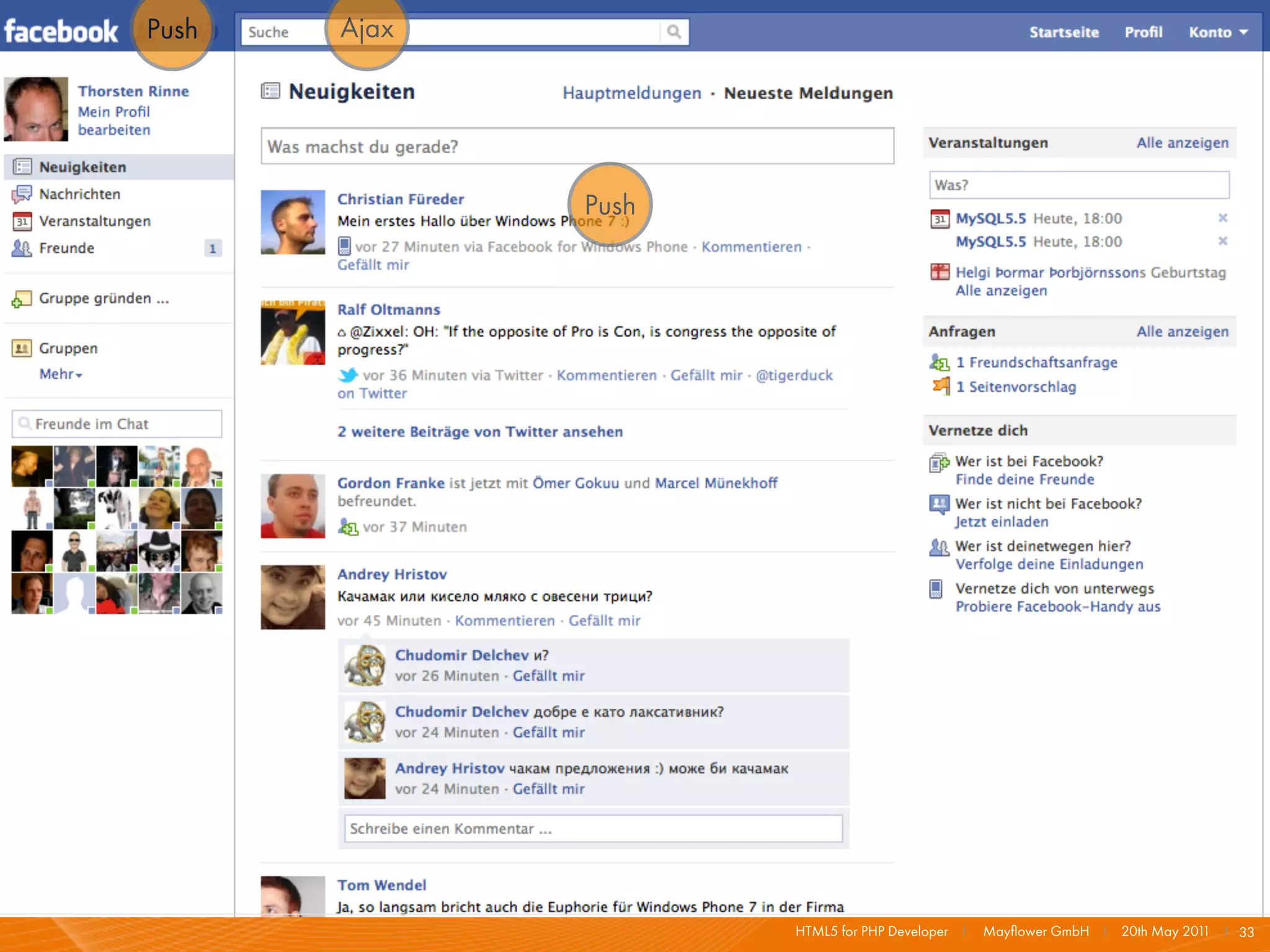 Push   Ajax




              Push




                     HTML5 for PHP Developer I   Mayﬂower GmbH I 20th May 201 I 33
                                                                             1
 