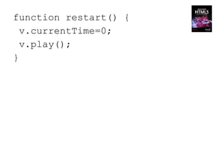 function restart() {
  v.currentTime=0;
  v.play();
}
 