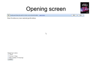 Opening screen
 
