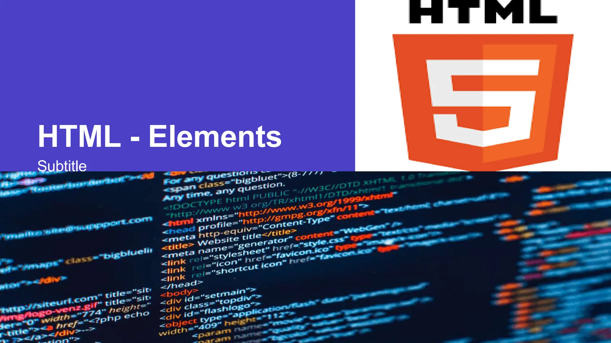 HTML - Elements
Subtitle
Presentation title 20XX 17
 