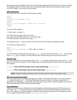 Basic Code In Html Tag Pdf Html basics | PDF