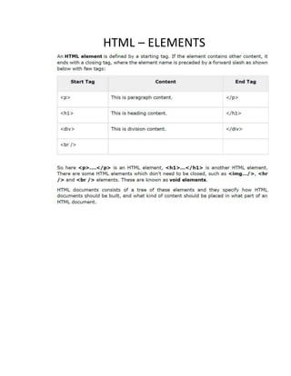 HTML – ELEMENTS
 