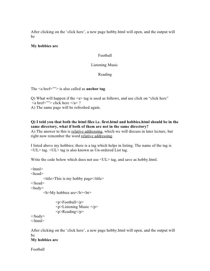 Html basics 4 anchor list