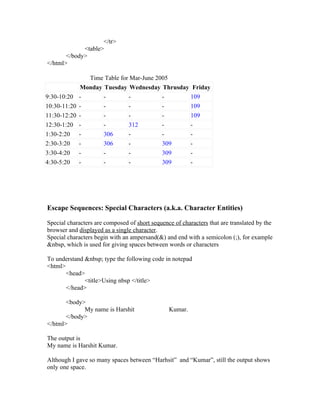 Html basics 7 table | DOC