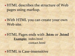 HTML (Web) basics for a beginner | PPTX