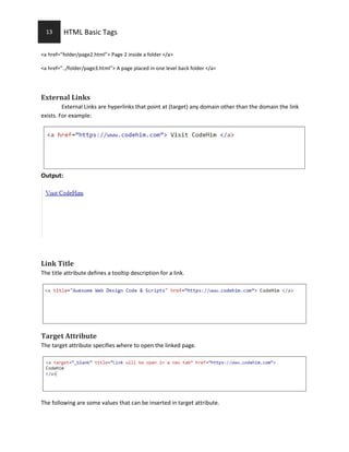 Html Basic Tags Pdf By Codehim Pdf Html Basic Tags Pdf By Codehim Pdf