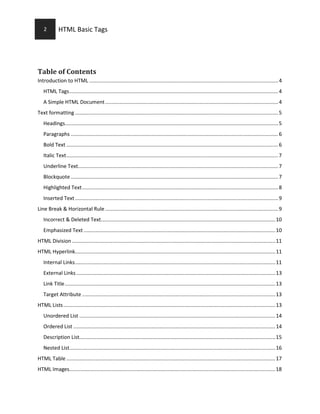 HTML Basic Tags PDF by CodeHim | PDF