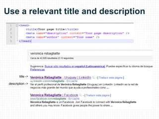 Use a relevant title and description title -> description -> 