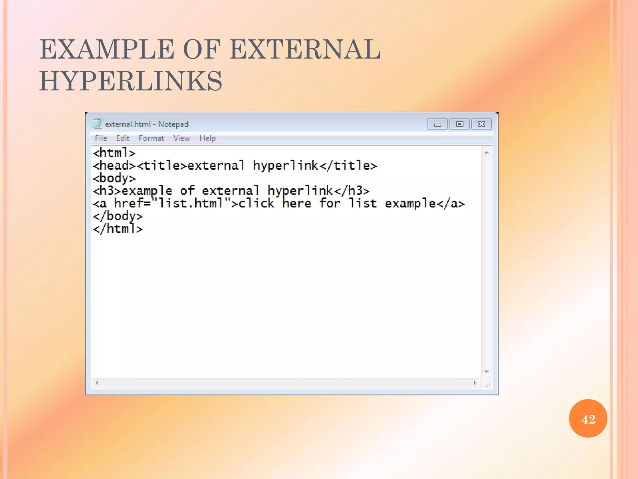 EXAMPLE OF EXTERNAL
HYPERLINKS
42
 