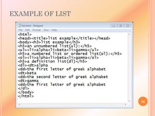 EXAMPLE OF LIST
36
 