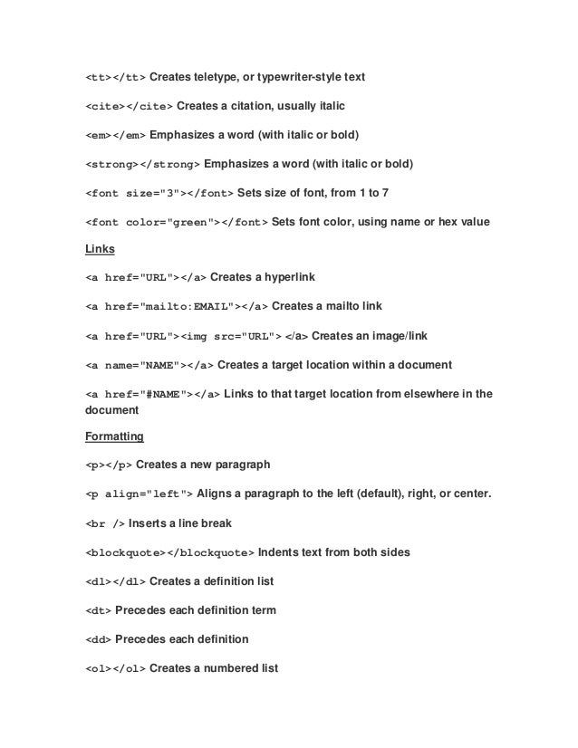 Html Cheatsheet