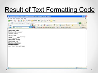 Result of Text Formatting Code
 