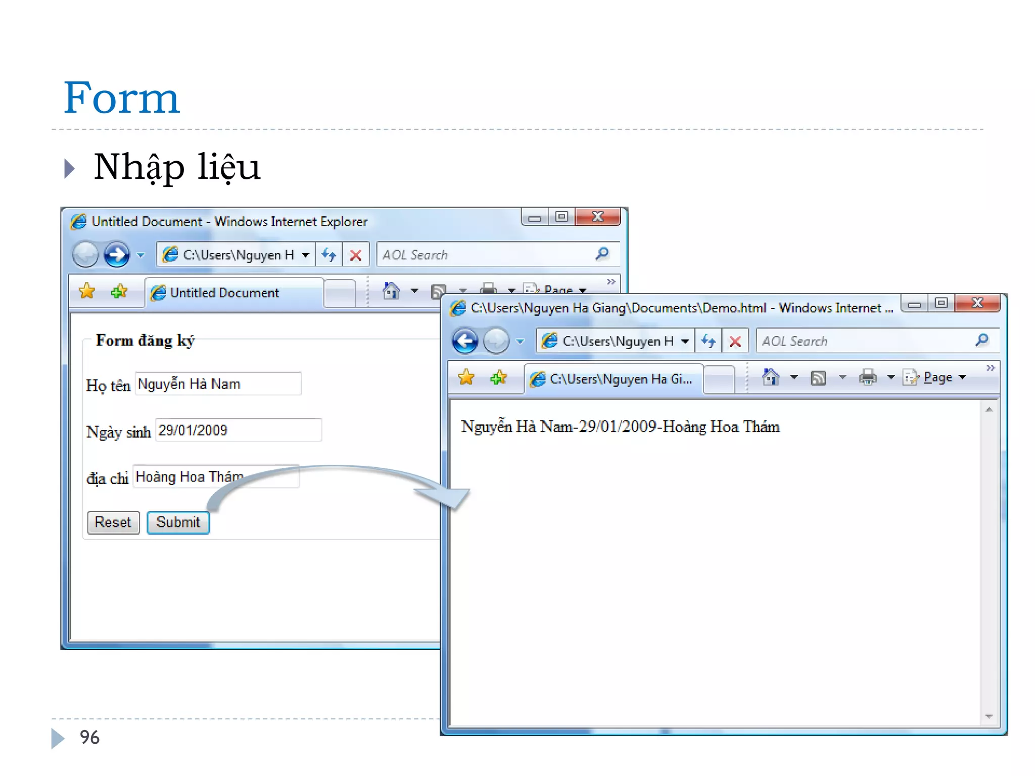 Form 
96 
Nhập liệu  