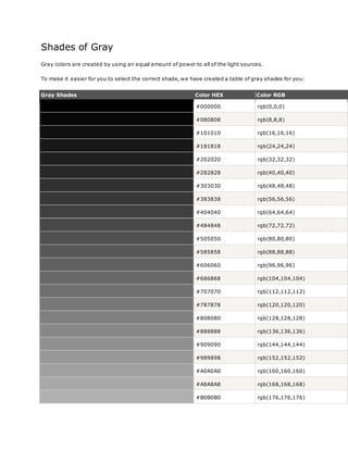 Html color codes