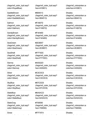 Html color names code | PDF
