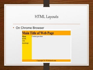 HTML Layouts
• On Chrome Browser
 