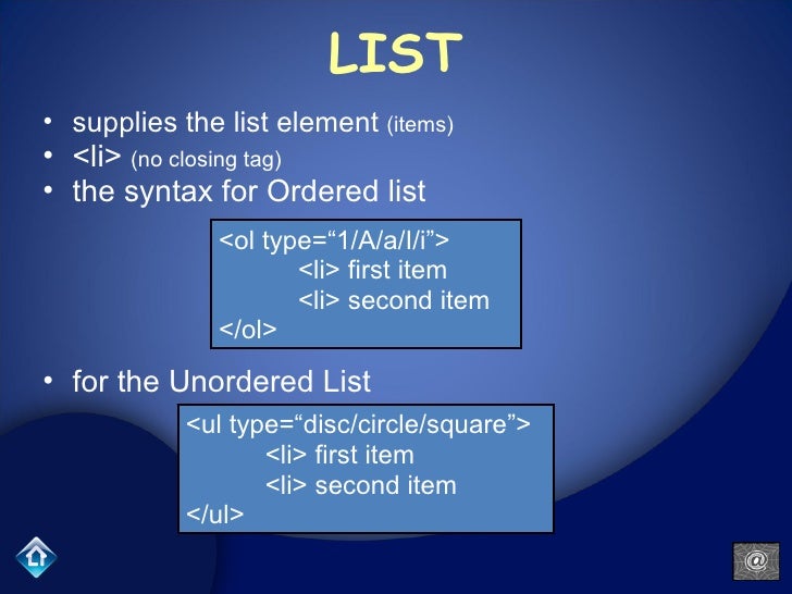 Html Creating List