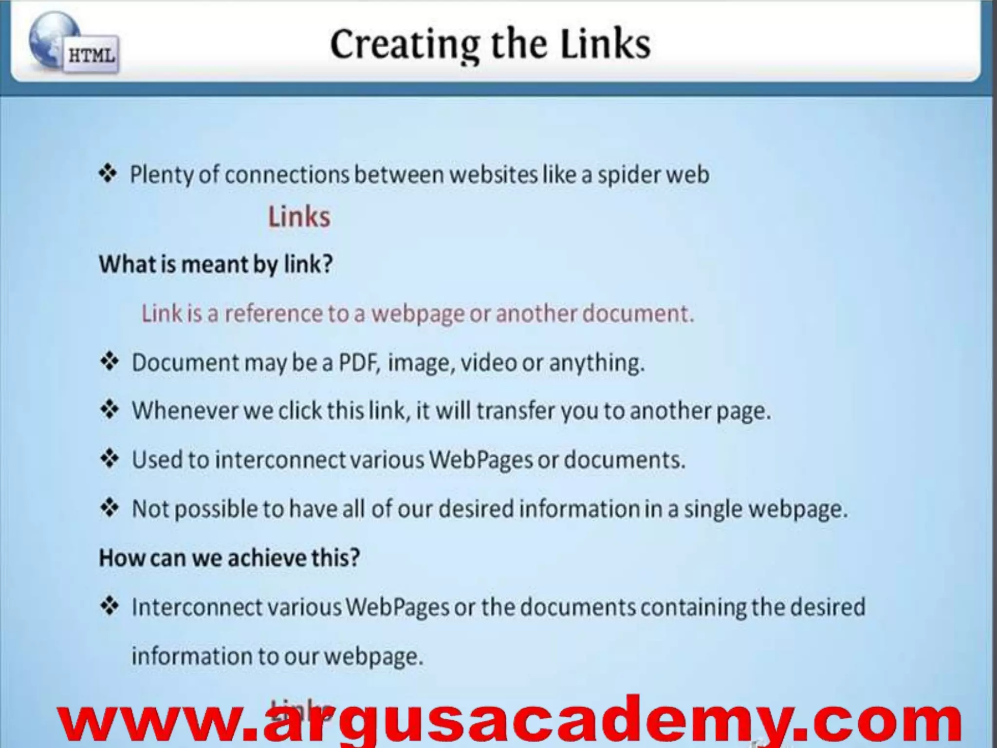 Html creating page link or hyperlink