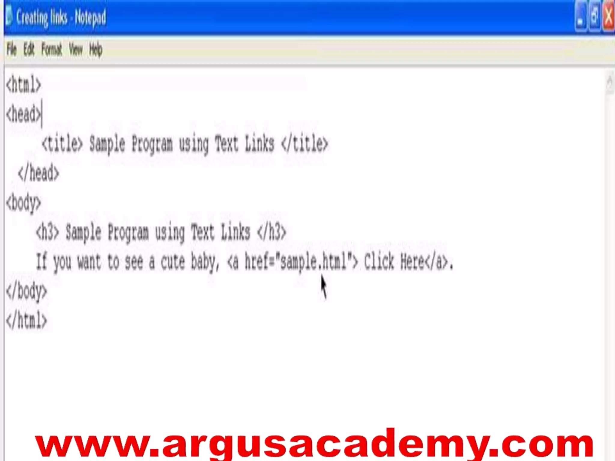 Html creating page link or hyperlink