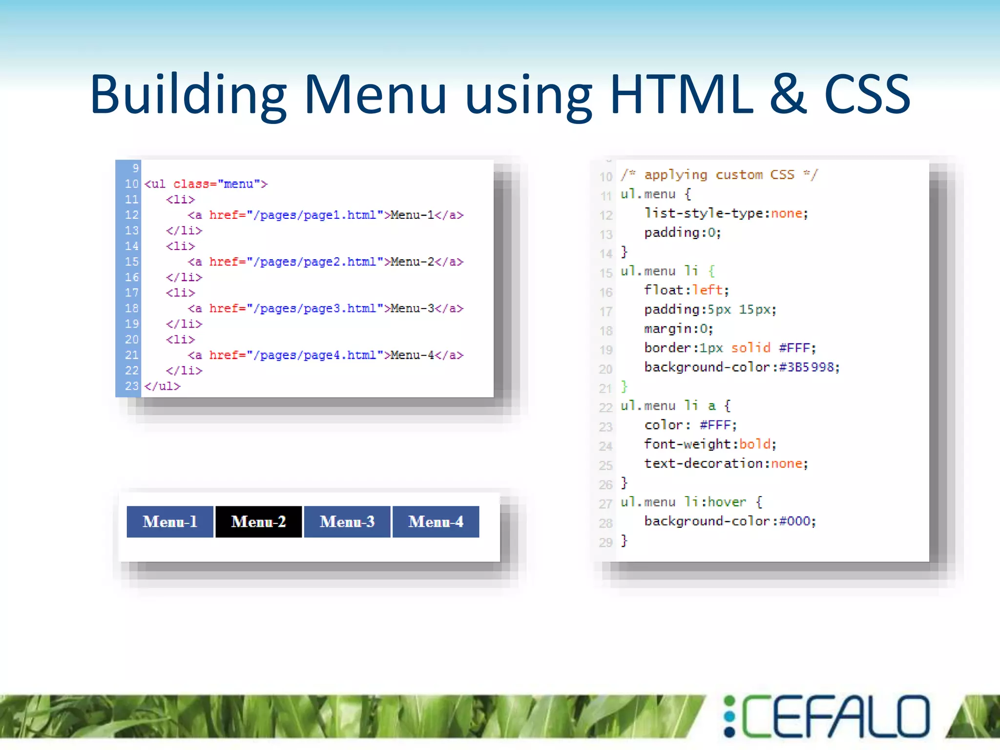 Building Menu using HTML & CSS
 