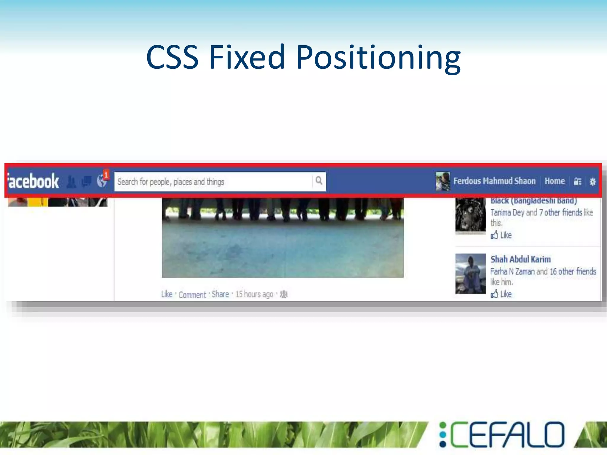 CSS Fixed Positioning
 
