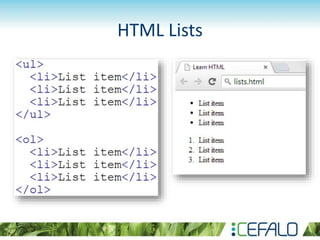 HTML Lists
 