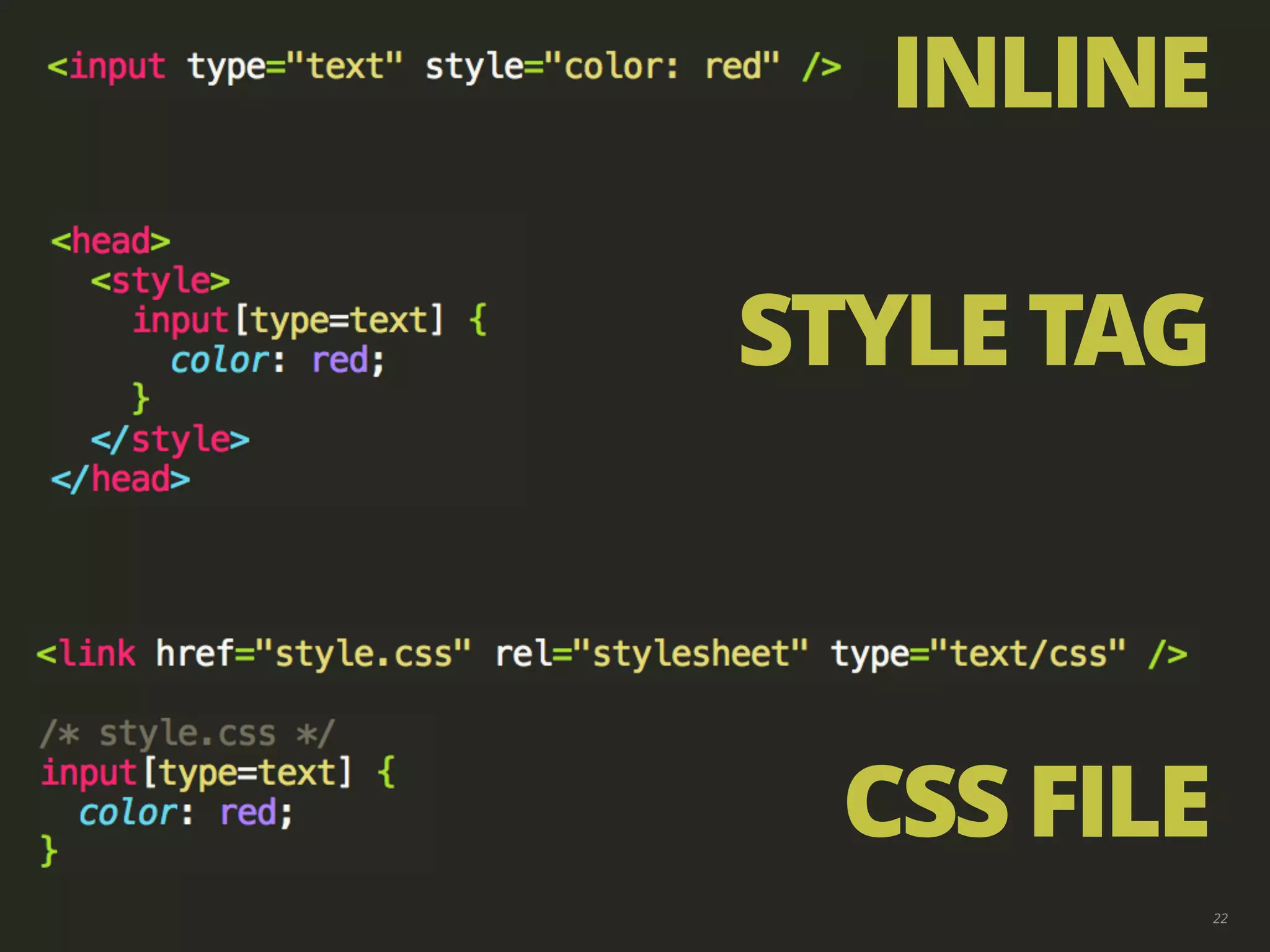 22 INLINE STYLE TAG CSS FILE 