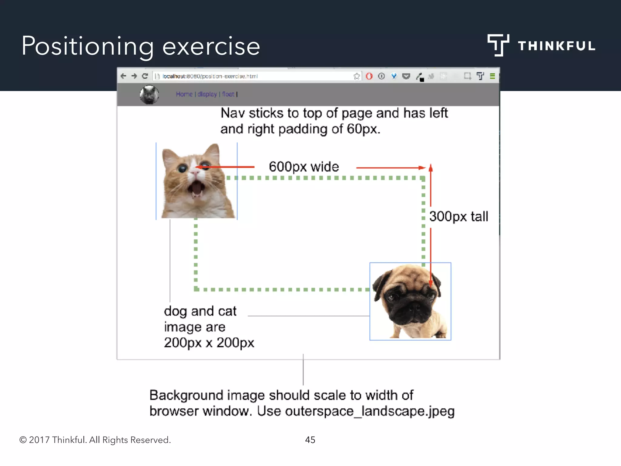 © 2017 Thinkful. All Rights Reserved. 45
Positioning exercise
 