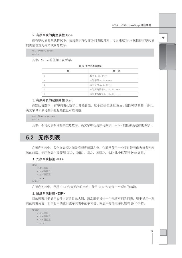 Html Css Javascript 语法手册
