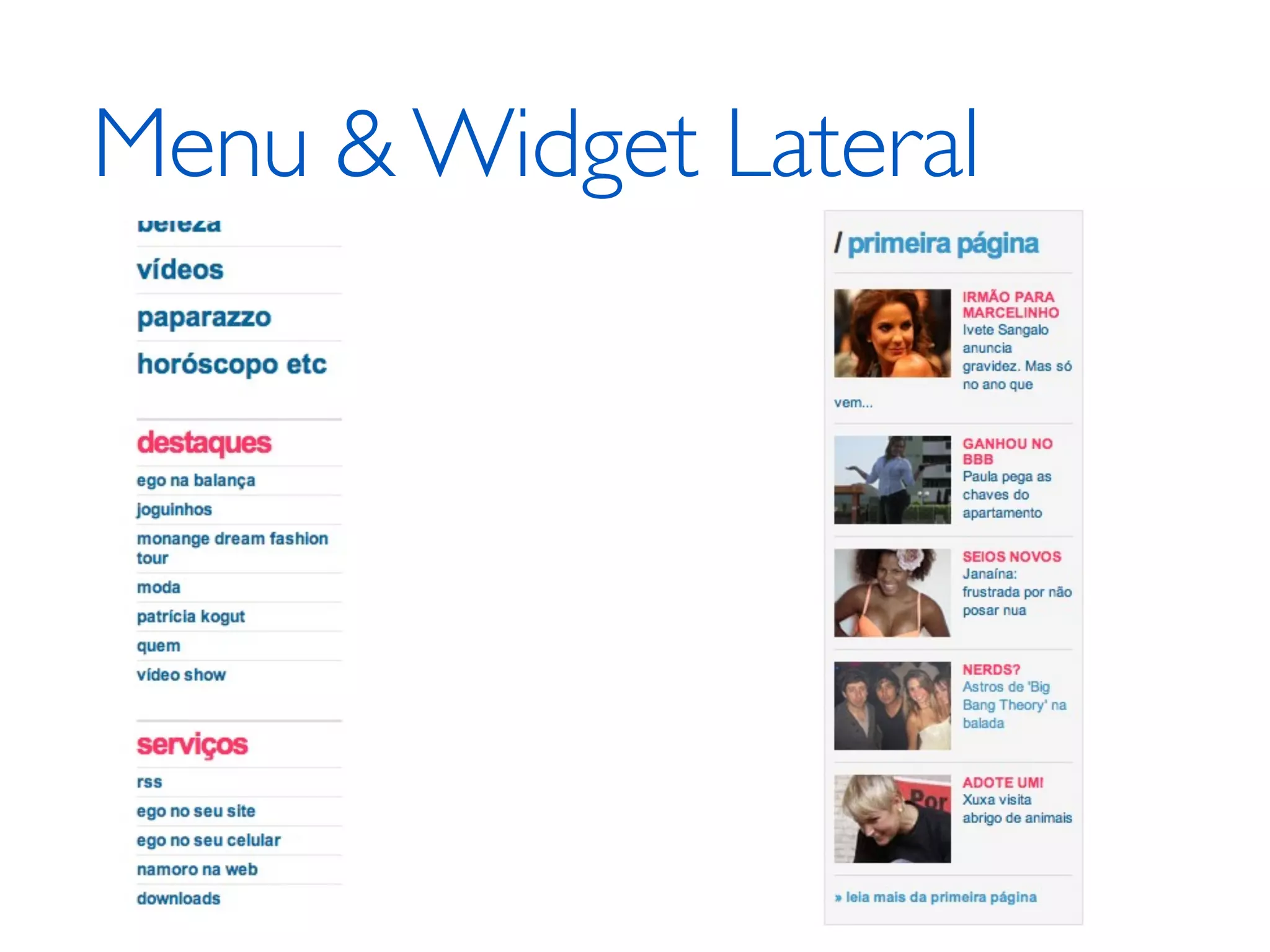 Menu & Widget Lateral 