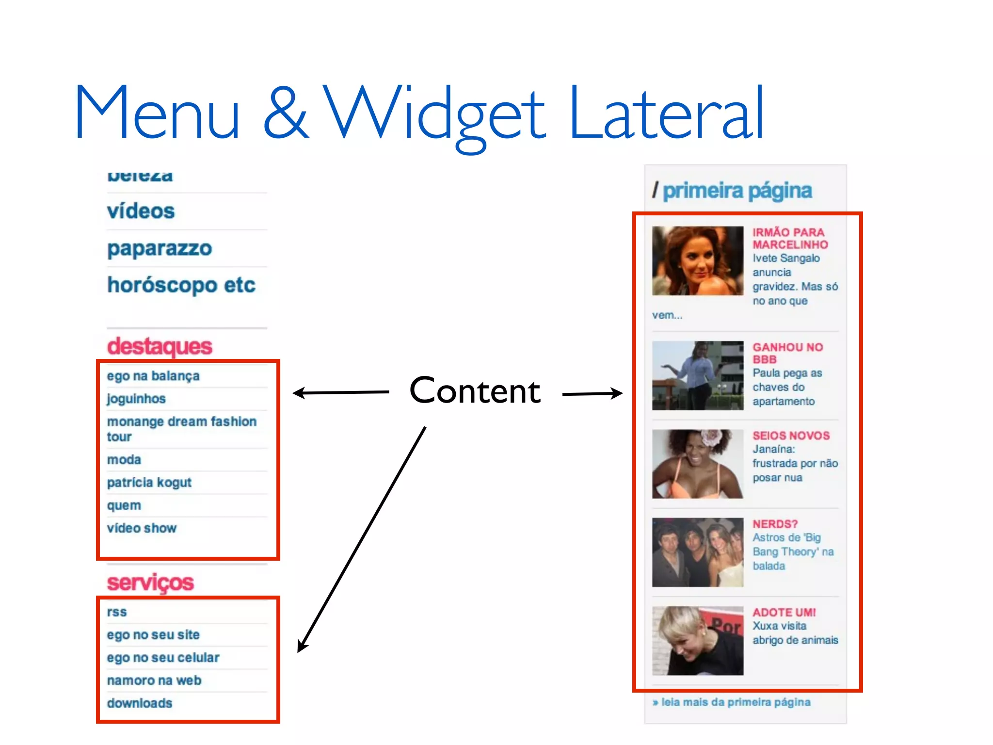 Menu & Widget Lateral Content 