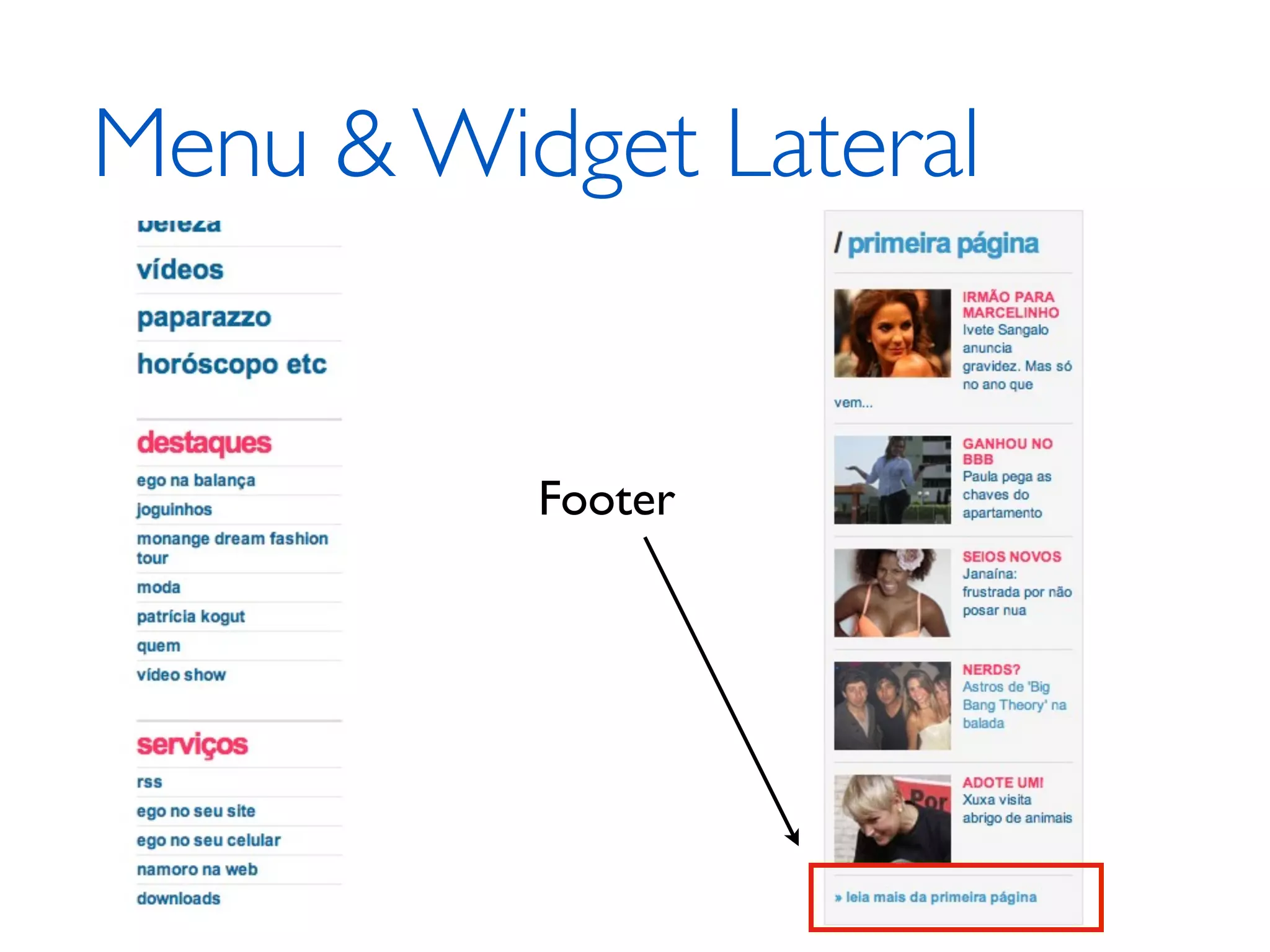 Menu & Widget Lateral Footer 