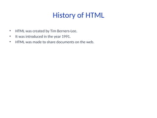HTMl and css basic computing language presentation | PPTX