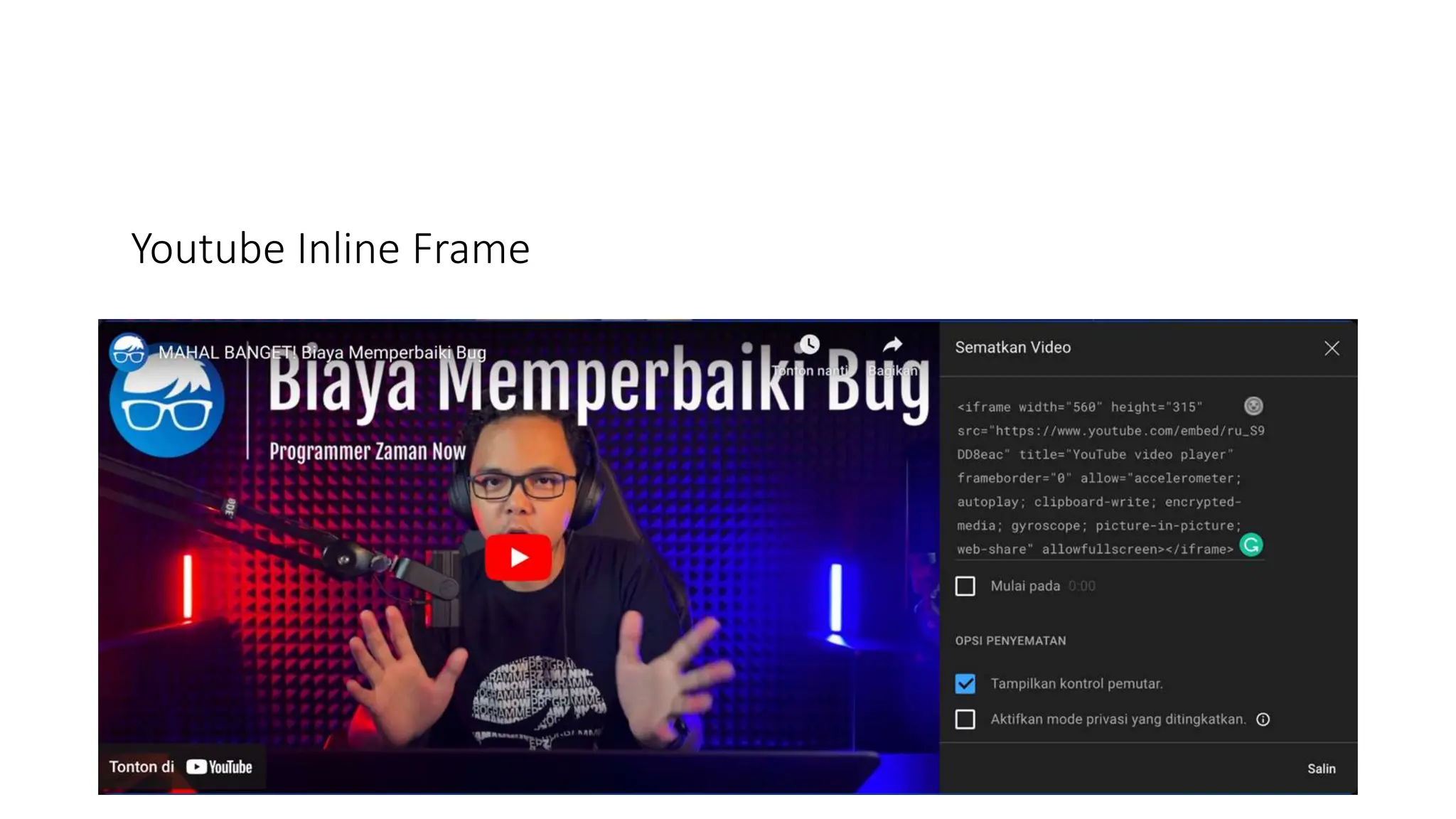 Youtube Inline Frame
 