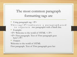 Tag In Introduction Paragraph Example Internship HTML_Day-1 for beggineers.ppt