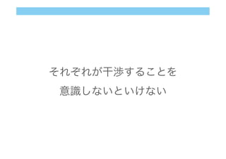 それぞれが干渉することを
意識しないといけない
 