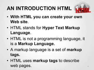 HYPER TEXT MARKUP LANGUAGE BASIC LESSONS | PPT