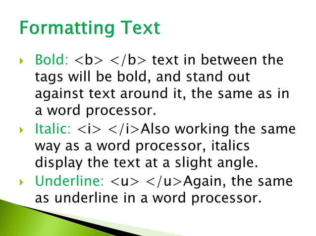 HTML Formatting Text. | PPT | Free Download