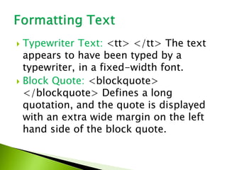 HTML Formatting Text. | PPT | Free Download